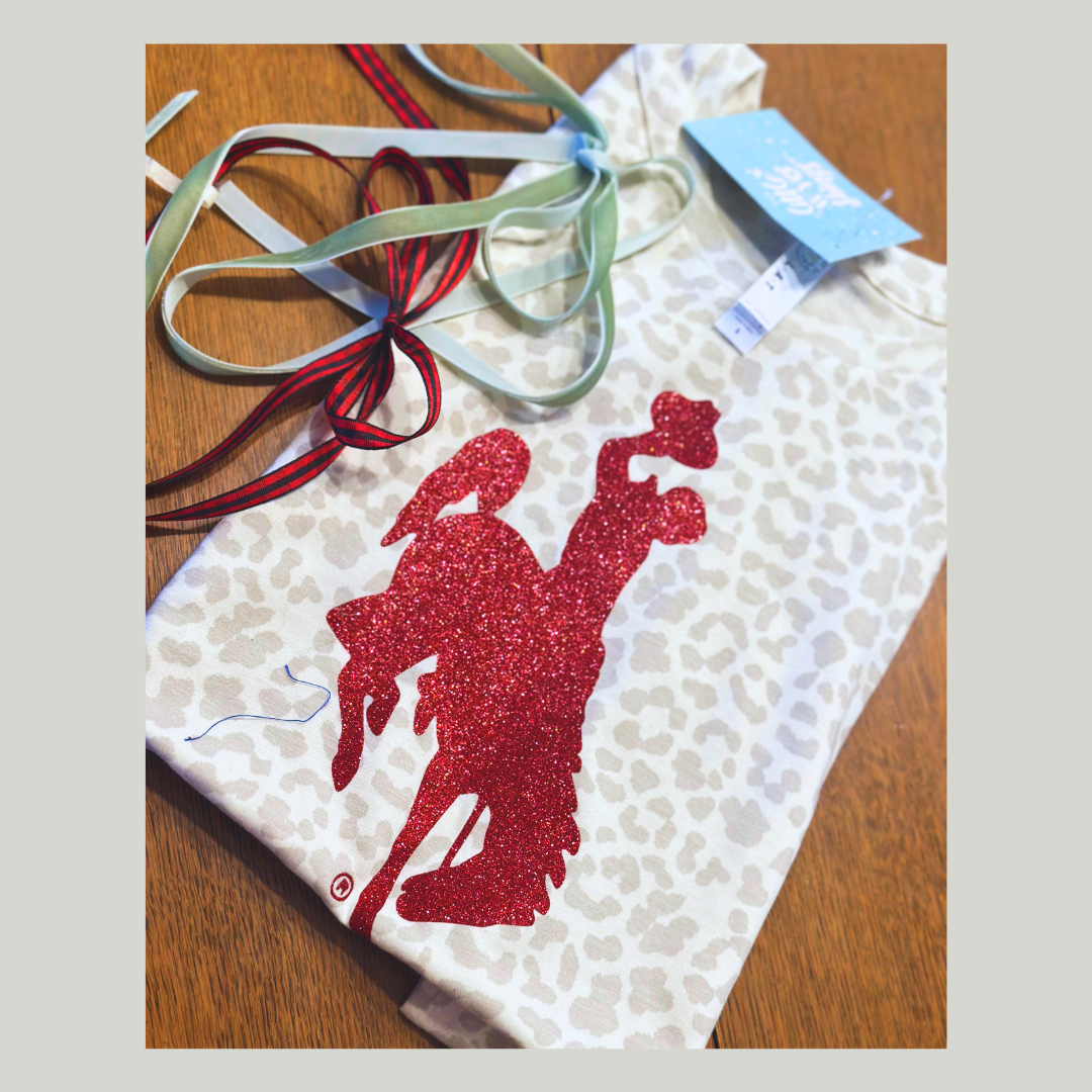 Glitter Red/White Leopard Steamboat Tee