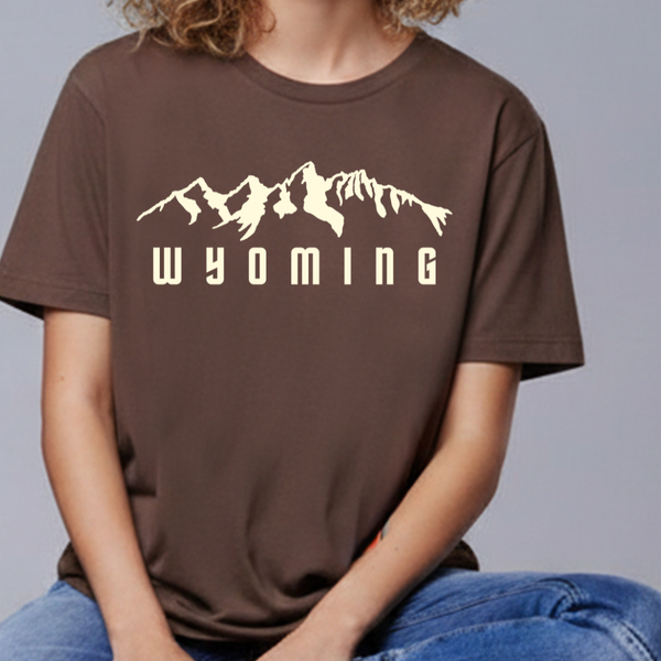 Cocoa/Ivory Wyo Tetons Bella Canvas Tee