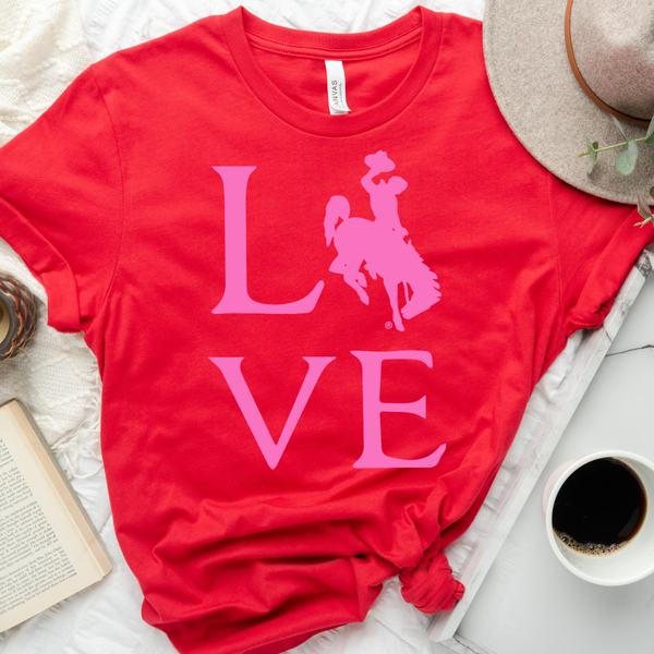 Red Bella Canvas/Bubblegum Pink LOVE Tee