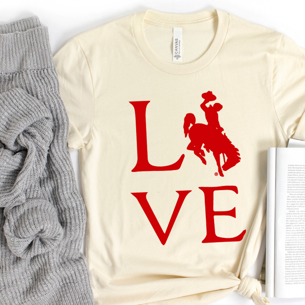 Natural/Red LOVE Bella Canvas Tee