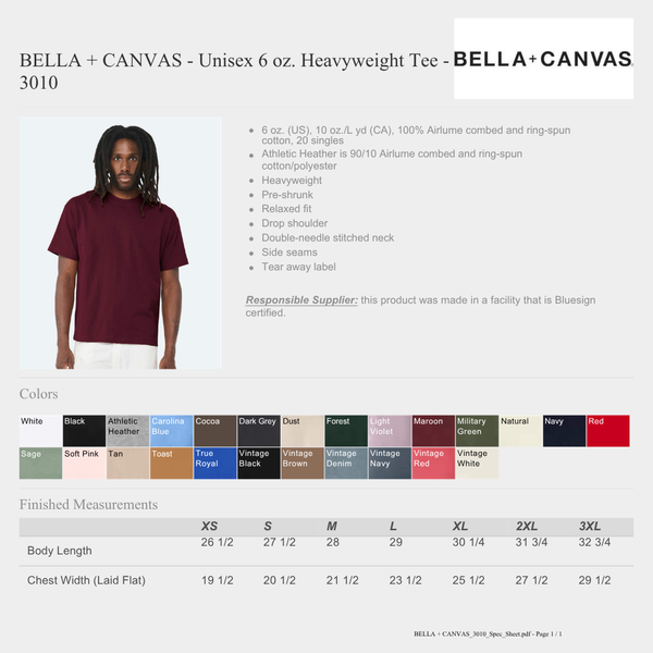 UNISEX Heavyweight Vintage White Red WYO & Blue Bella Canvas Tee