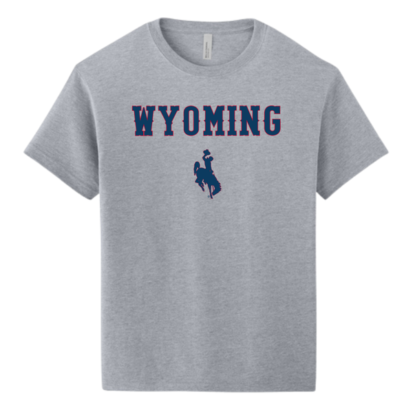 UNISEX Heavyweight Heather Gray Red WYO & Blue Bella Canvas Tee