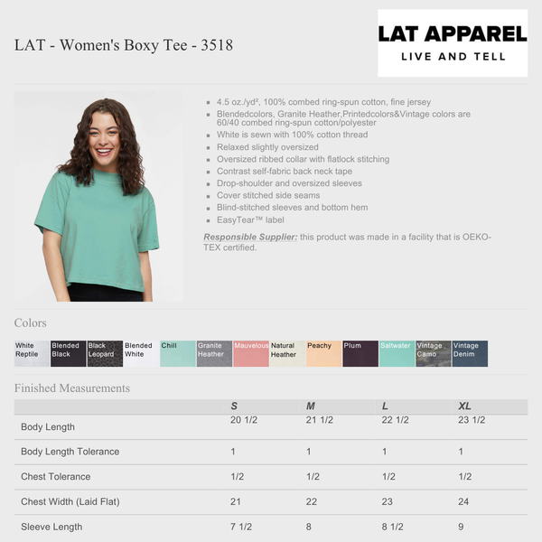 WOMEN's Boxy LAT Black Leopard/Pink Varsity Tee