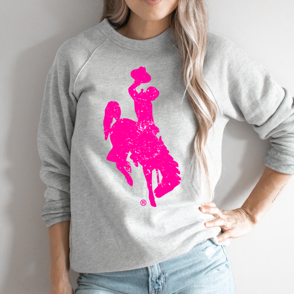 BELLA CANVAS Light Ash/ Pink JUMBO Steamboa Crewneck