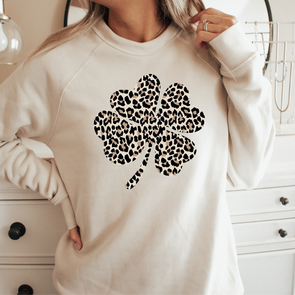 Natural/Shamrock Leopard Bella Canvas Crewneck