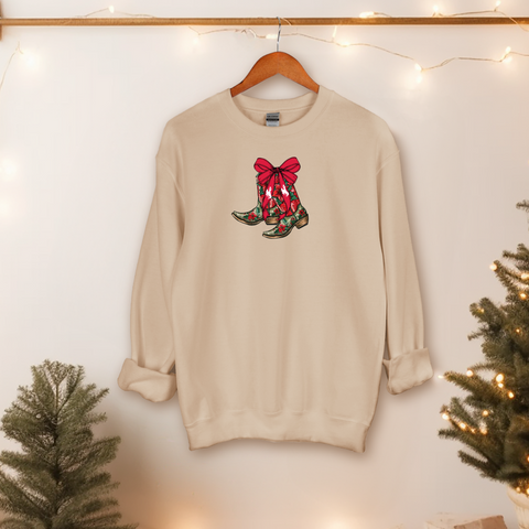 Sand Christmas Boots Crewneck