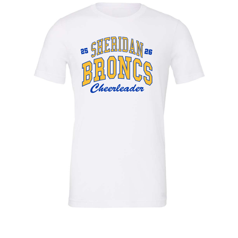 White Broncs Cheerleader Bella Canvas Tee