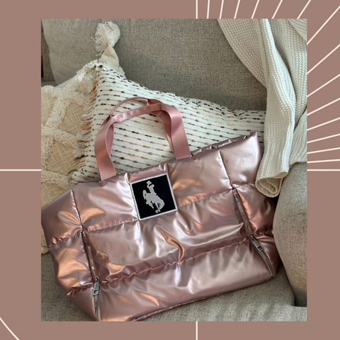 Rose Pink Puffer Weekender Bag