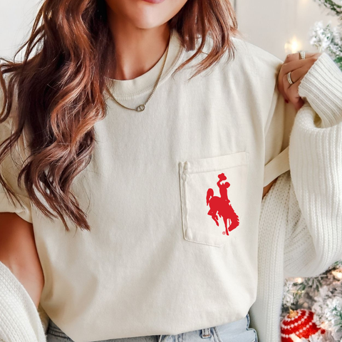 Ivory/Red Steamboat Comfort Colors Pocket Tee