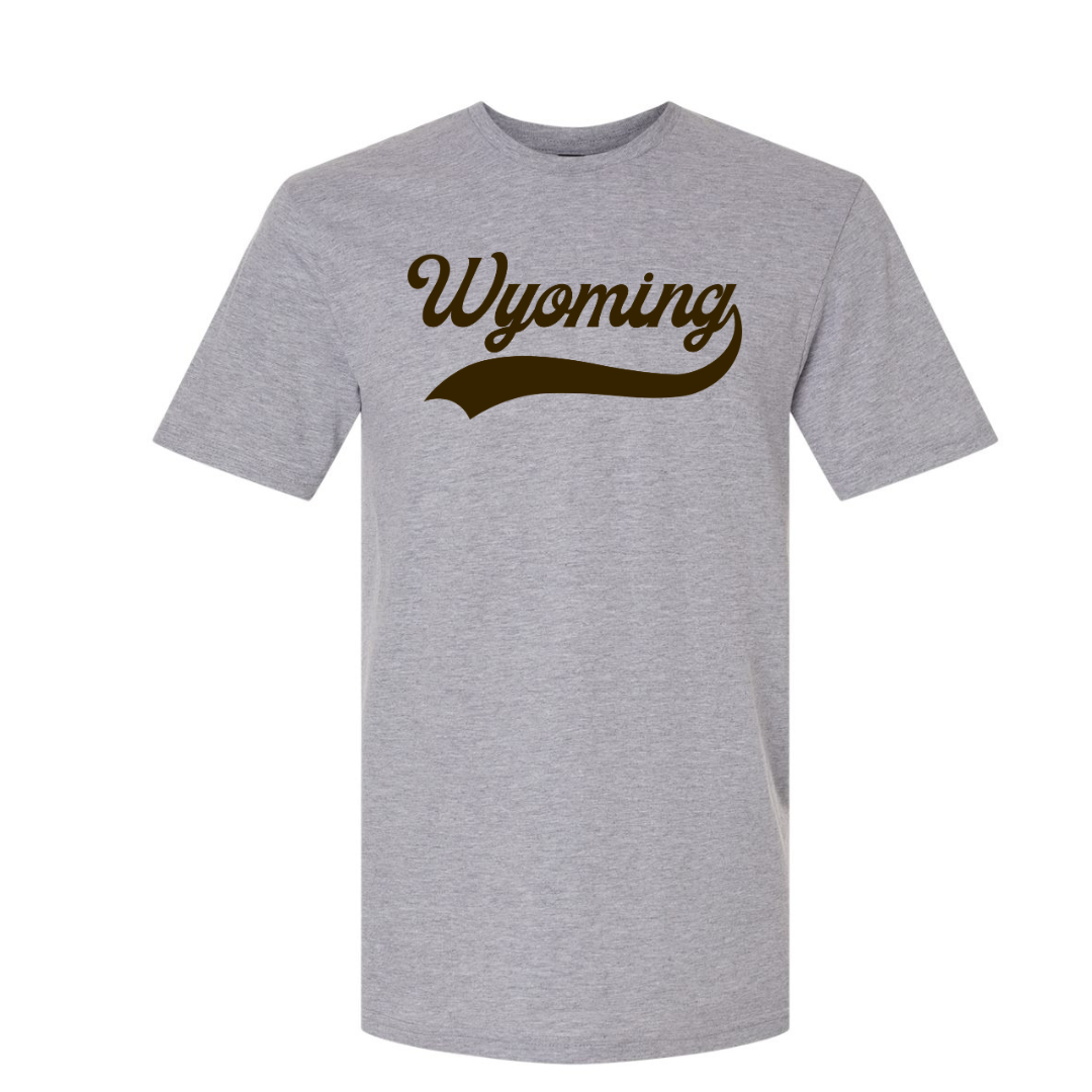 Heather Gray/Brown Swoosh Gildan Softstyle CVC Tee