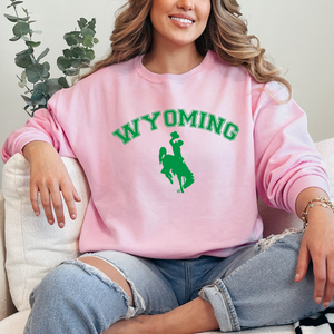 Pink/Kelly Green Wyo Steamboat Crewneck