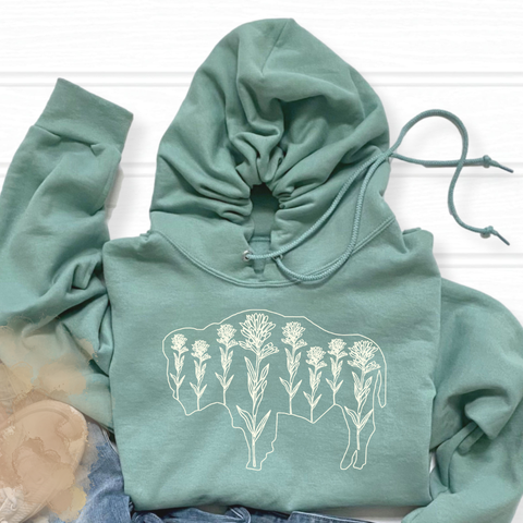 Sage/Ivory Paintbrush Buffalo Fleece