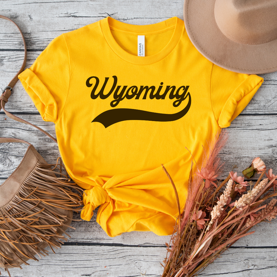 Gold/Brown Wyo Swoosh Bella Canvas Tee