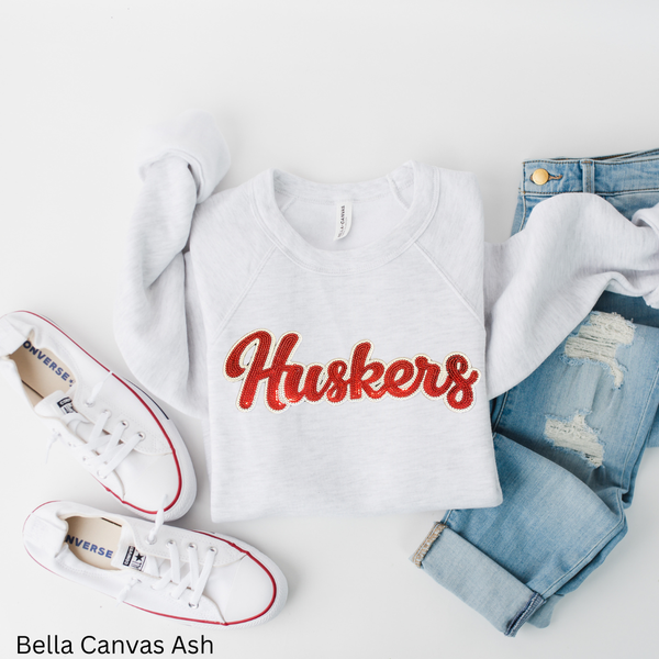 Huskers Sequin Crewneck