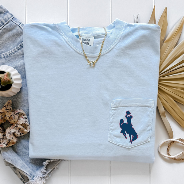 SHORT Sleeve Chambray/RWB Steamboat Comfort Colors Pocket Tee