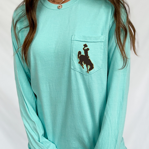 Chalky Mint LONG Sleeve POCKET/ B&G Steamboat Comfort Colors Tee