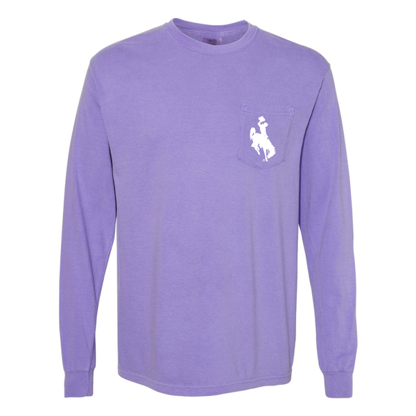Violet LONG Sleeve POCKET/ White Steamboat Comfort Colors Tee