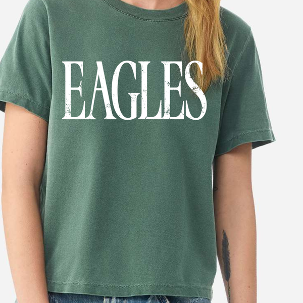 WOMEN'S BOXY Heavy Weight Washed Pine Garment Dyed Bella Canvas Fashion Eagles Tee