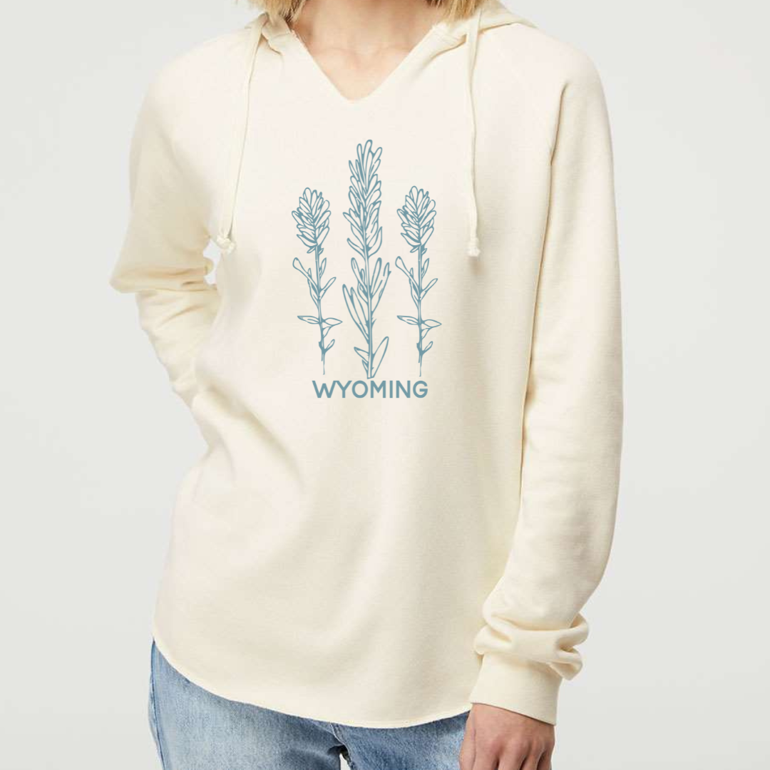 Bone/Cottage Blue Wyo Indian Paintbrush Beach Hoodie