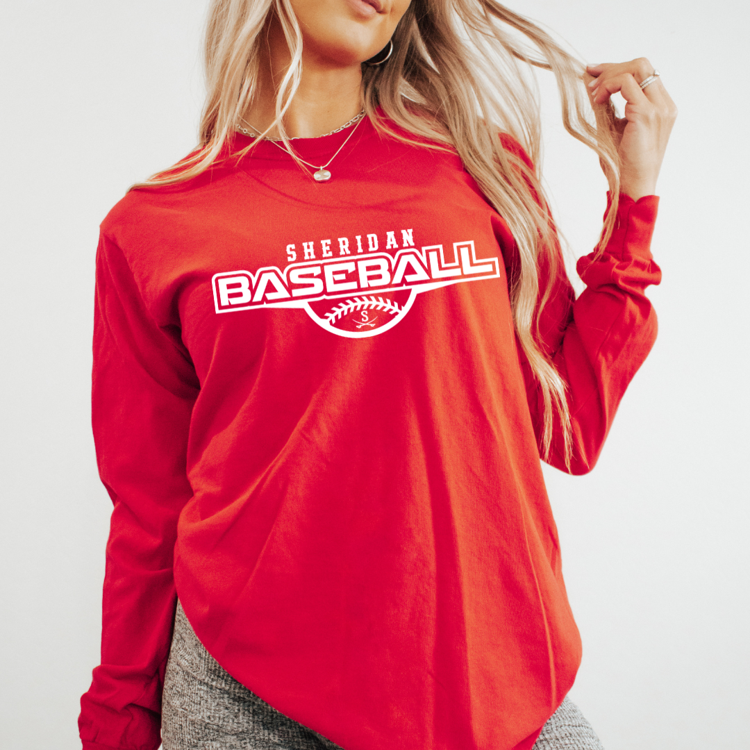 LONG Sleeve Red Sheridan Baseball Comfort Colors Tee {pre-order}