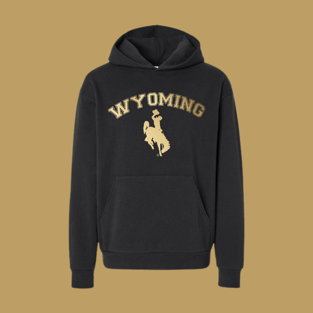 Oversized Black /Metallic Gold Wyo Steamboat Independant Trading Co. Hoodie