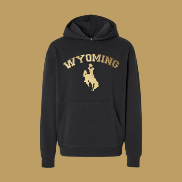 Oversized Black /Metallic Gold Wyo Steamboat Independant Trading Co. Hoodie