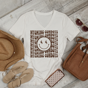 Wyoming Cowboys White V-Neck Triblend Tee