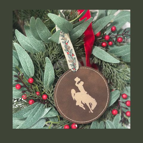 Rustic Leather/Gold Steamboat Ornament