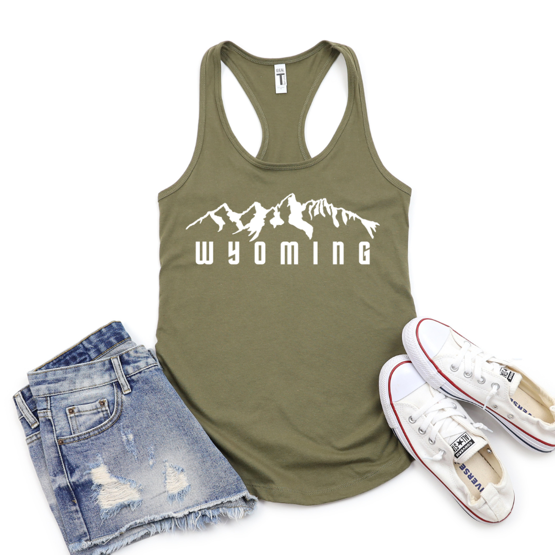Olive/Tetons Racer Back Next Level Tank