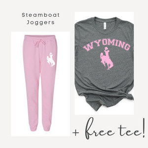 Pink Steamboat Joggers + Free Matching Bella Canvas Tee