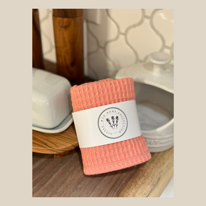 Coral Organic Waffle Cotton Dish Cloth Two Pack
