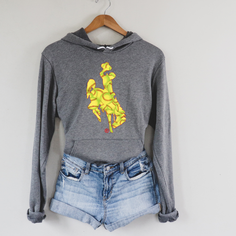 Dark Gray Heather Softball Bella Canvas Hoodie