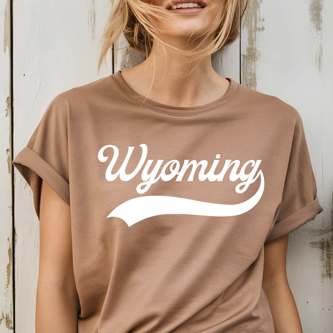 Vintage Brown/White Wyo Swoosh Bella Canvas Tee