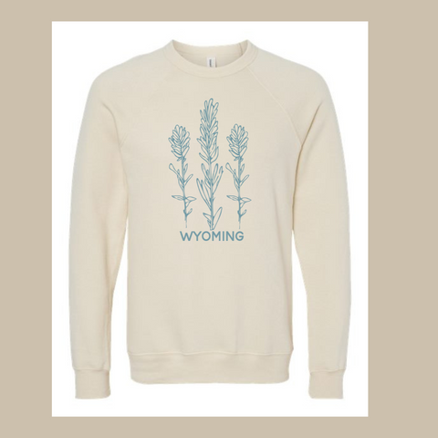 Natural/Cottage Blue Indian Paintbrush Bella Canvas Crewneck