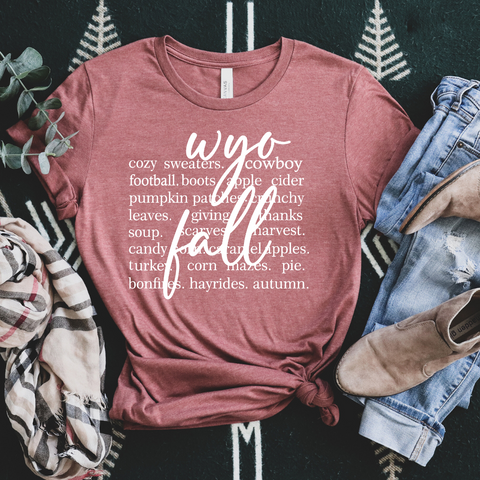 Heather Mauve/WYO Fall Bella Canvas Tee