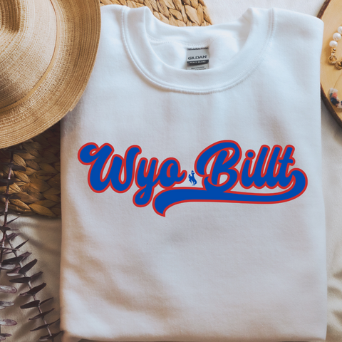 Script Wyo Billt White Gildan Crewneck