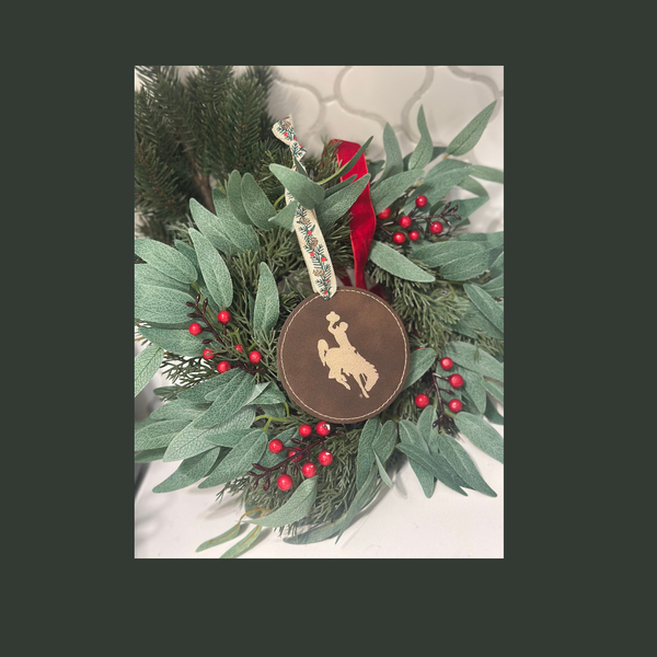 Rustic Leather/Gold Steamboat Ornament