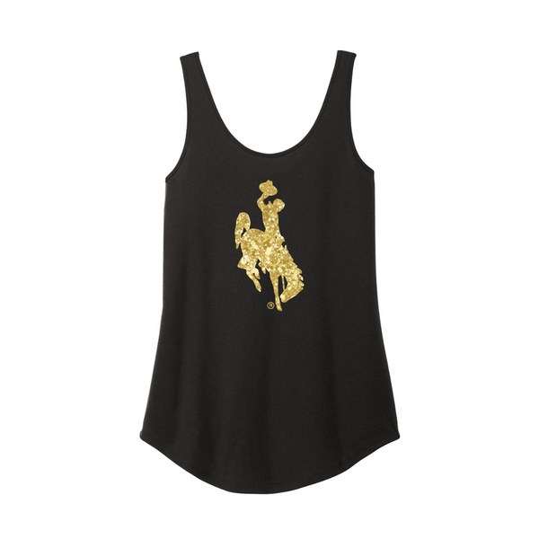 Black/ Gold Glitter Steamboat District Made Relaxed Tank