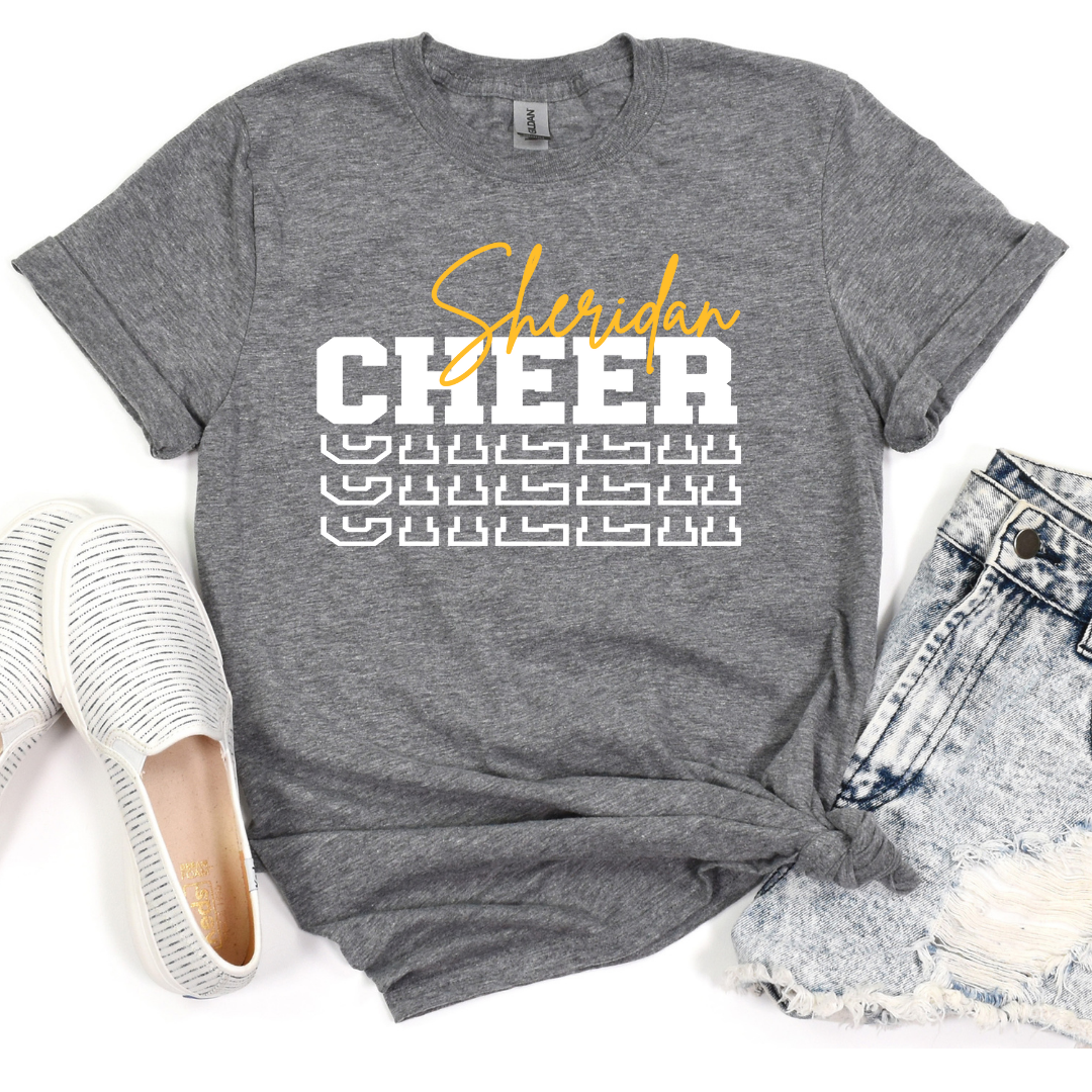 Graphite Stacked Sheridan Cheer Softstyle Tee
