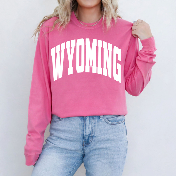 LONG Sleeve Crunchberry /White Varsity Comfort Colors Tee