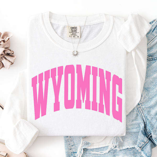 LONG SLEEVE White/ Bubblegum Varsity Comfort Colors Tee