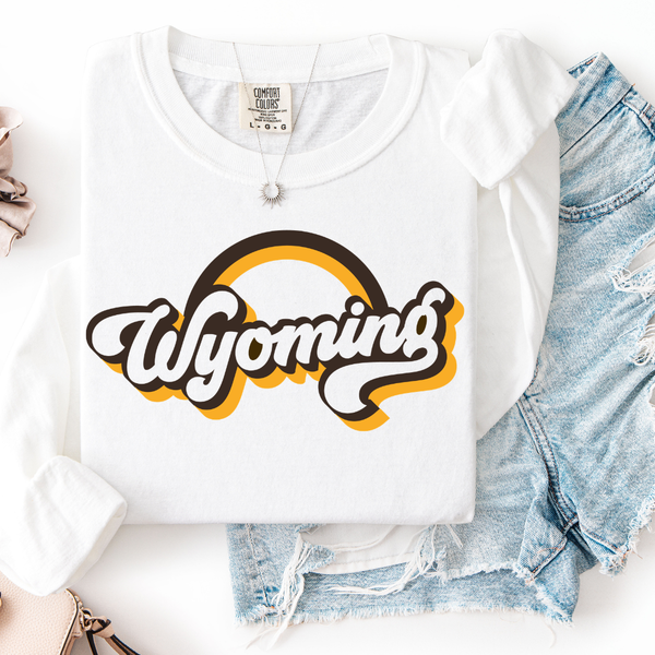 LONG Sleeve White Comfort Colors Retro Rainbow Tee