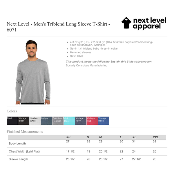 LONG Sleeve Ash Next Level Steamboat Tee