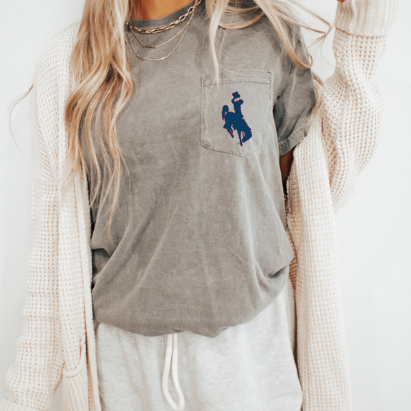 Gray LONG Sleeve POCKET/RWB Steamboat Comfort Colors Tee