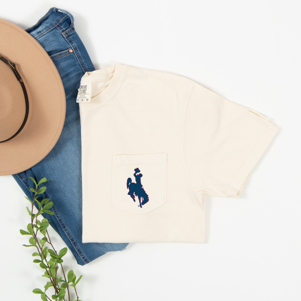 SHORT Sleeve Ivory/RWB Steamboat Comfort Colors Pocket Tee