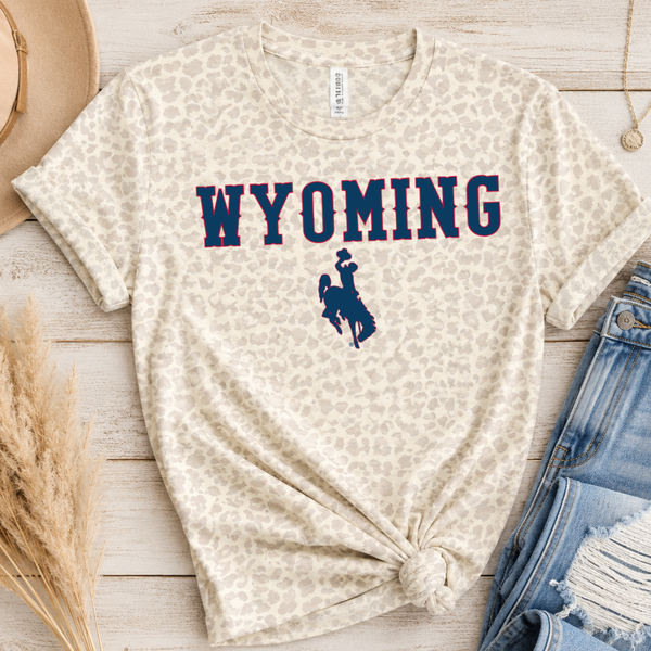 Patriotic WYOMING/Natural Leopard LAT Tee