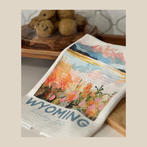 Mountains Watercolor Waffle Weave Towel
