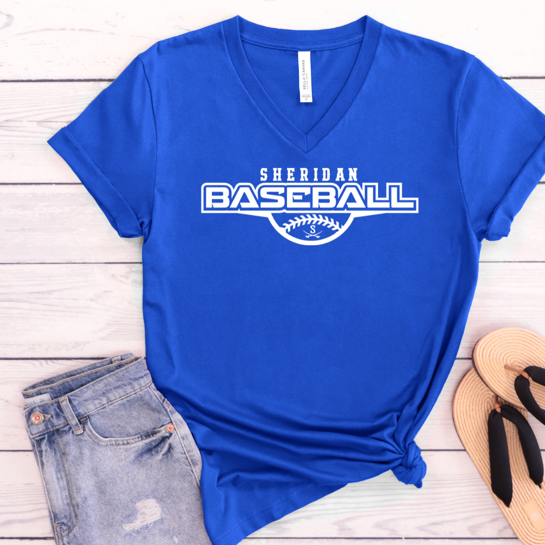 V Neck Royal Sheridan Baseball Bella Canvas Tee {pre-order}