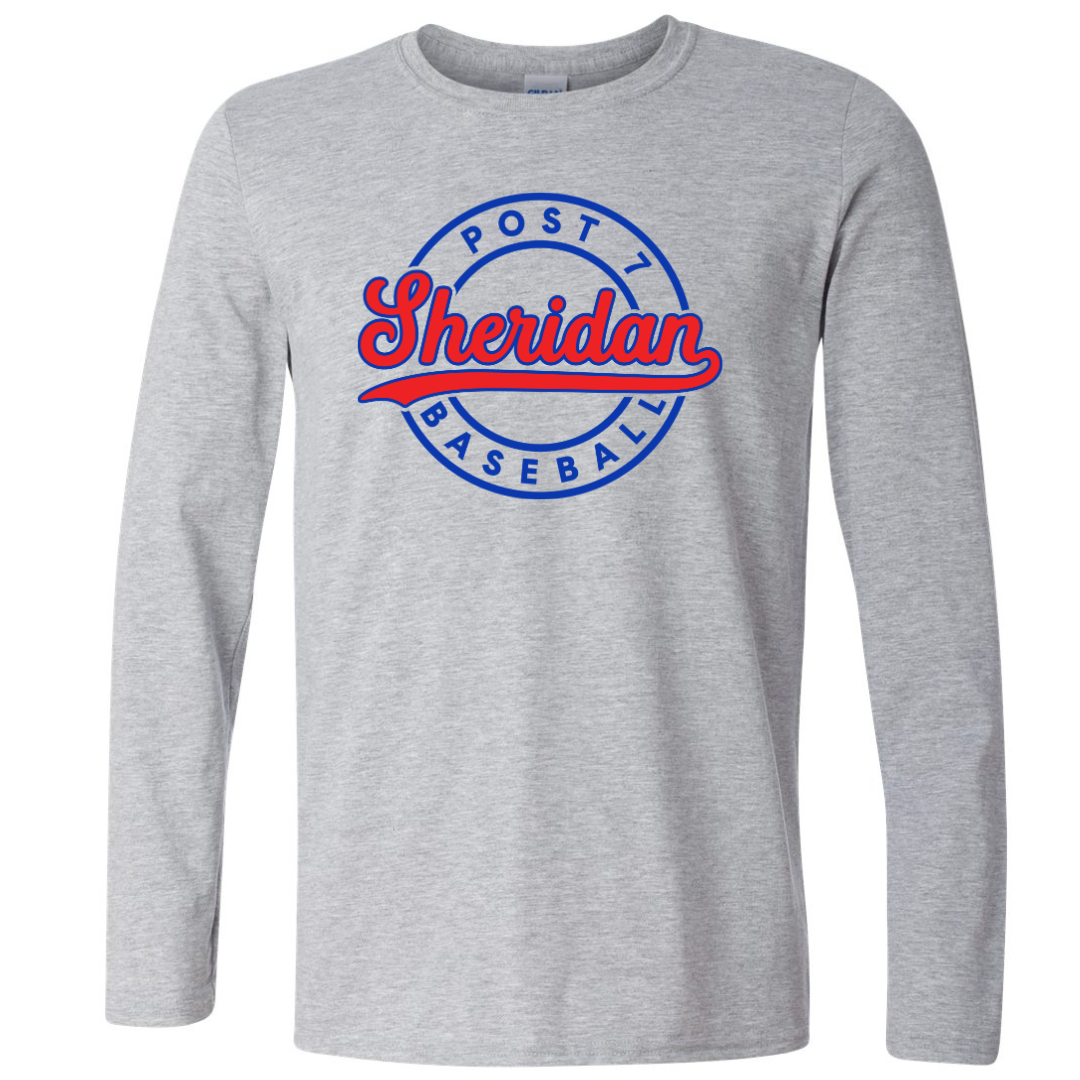 Gildan Long Sleeve Sheridan Post 7 Sport Gray Tee {pre-order}