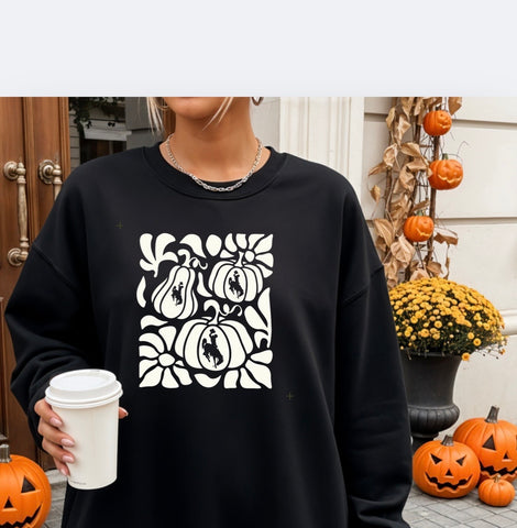 Black/Pumpkin Scroll Bella Canvas Fleece